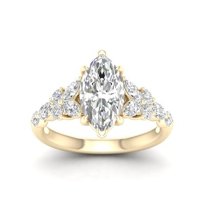 Marquise-Cut Lab Grown 2 3/4ctw. Diamond With Marquise & Brilliant-Cut Accents Engagement Ring in 14k Yellow Gold